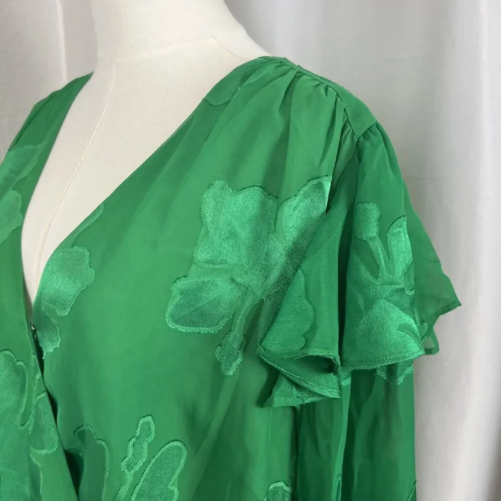 Strut Bolt Top Womens‎ Large Green Bodysuit Four Leaf Clover St Patricks Day